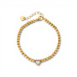 Zircon Heart and Ball Bracelet | Stainless Steel