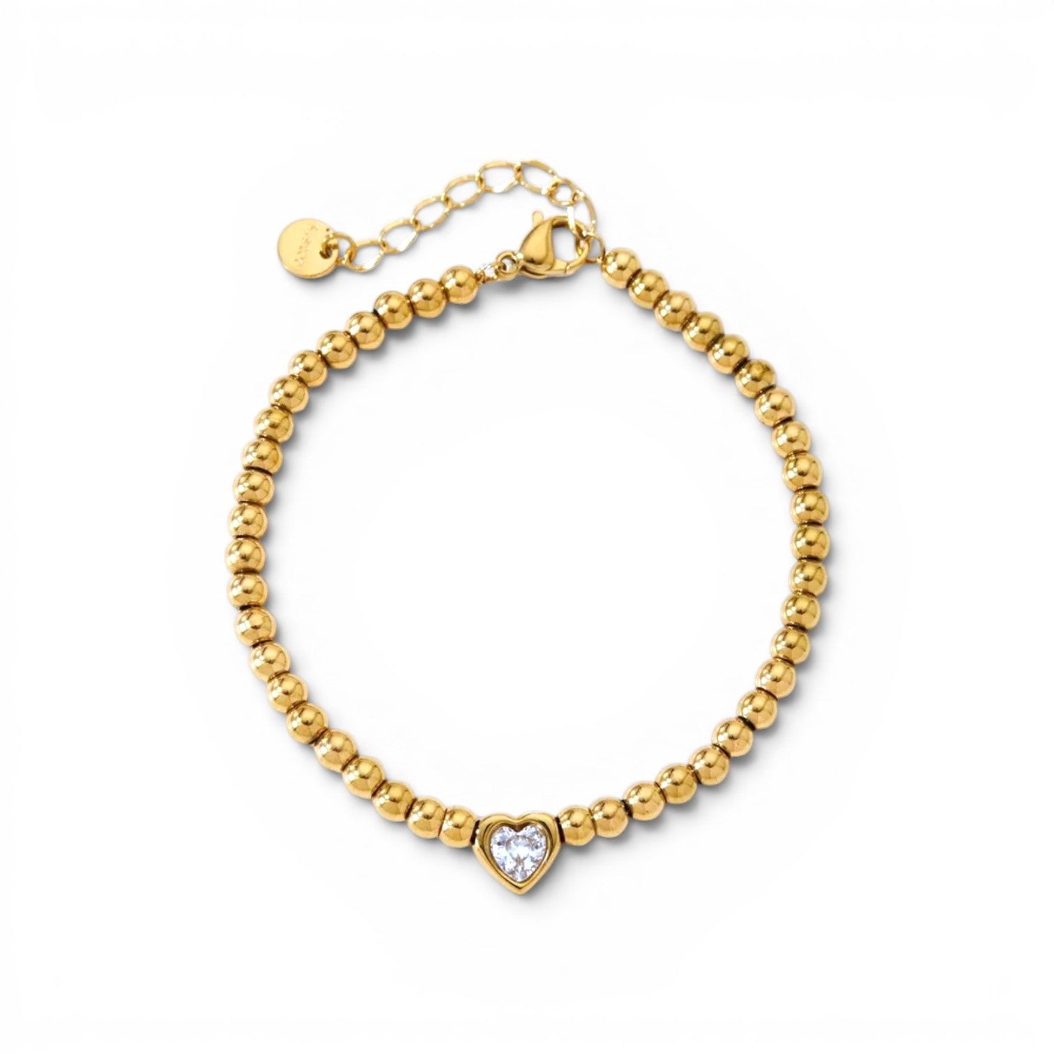 Zircon Heart and Ball Bracelet | Stainless Steel