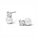 Classic Pearl Zircon Stud Earring | Stainless Steel