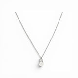 Classic Pearl Zircon Pendant Necklace | Stainless Steel