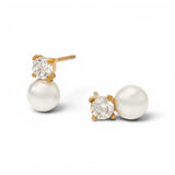 Classic Pearl Zircon Stud Earring | Stainless Steel