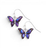 Purple Butterfly Seashell Drop Earrings