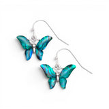 Blue Butterfly Seashell Drop Earrings