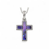 Purple Filigree Cross Seashell Necklace