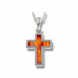Amber Filigree Cross Seashell Necklace