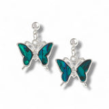 Blue Butterfly Delicate Seashell Drop Earrings