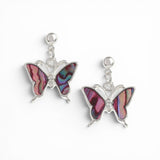 Pink Butterfly Delicate Seashell Drop Earrings
