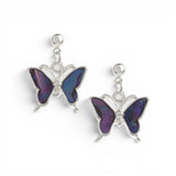 Purple Butterfly Delicate Seashell Drop Earrings