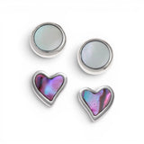 Pink Hearts and White Rounds Seashell Stud Earring Set