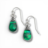 Green Pear Drop Seashell Earrings