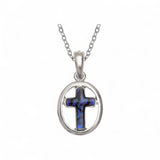 Purple Oval Cross Seashell Necklace