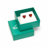 Red Heart Seashell Stud Earrings