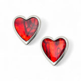 Red Heart Seashell Stud Earrings