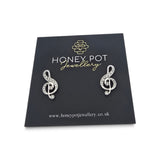 Treble Clef Zircon Stud Earring | Stainless Steel