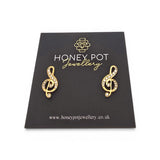 Treble Clef Zircon Stud Earring | Stainless Steel
