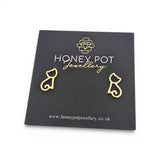 Cute Sitting Cat Open Stud Earring | Stainless Steel