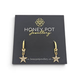 Hoop Earrings with Star Charm | 14k Gold Plated | Stainless Steel