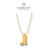 18k Gold Plated Stainless Steel Cowgirl Boot Necklace