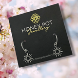 Stainless Steel Delicate Sunburst Hook Earring