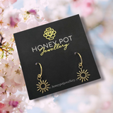 Stainless Steel Delicate Sunburst Hook Earring