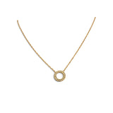 Gold Crystal Circle Pendant Necklace | 14k Gold Plated Stainless Steel